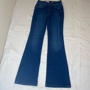 Pilcro Anthropologie Medium Wash 26 Flared High Waisted Cuttoff Jeans